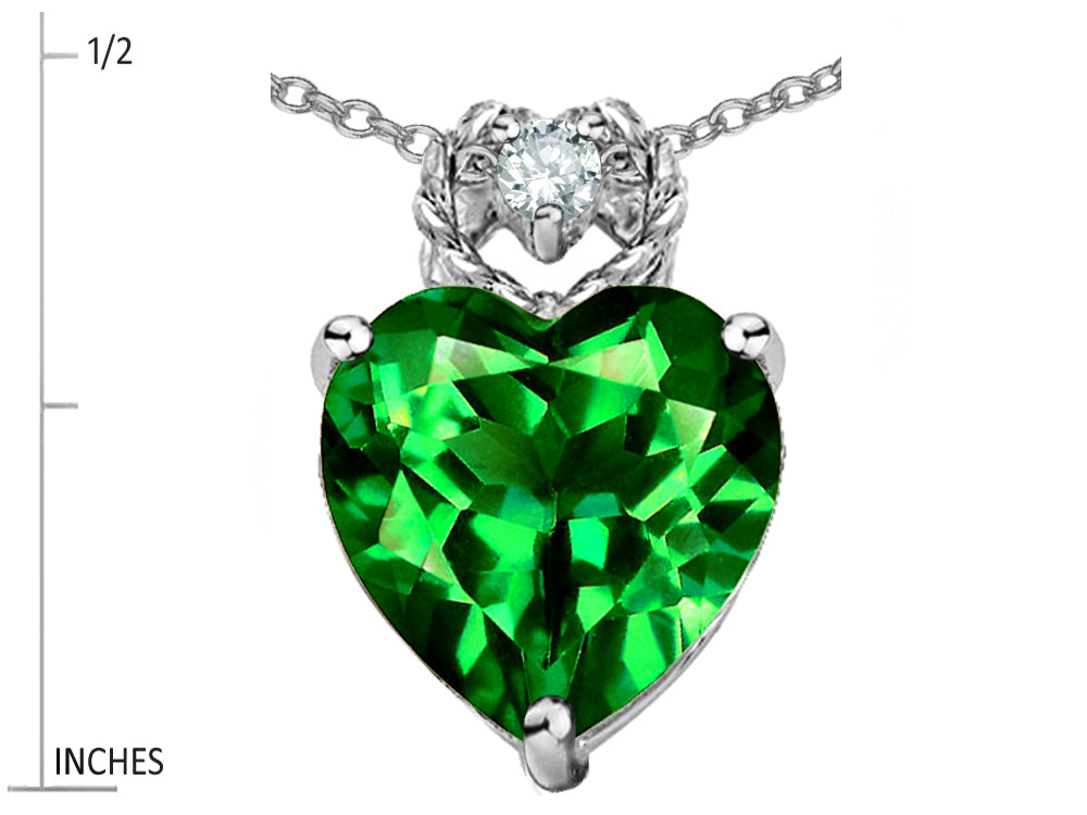 Star K Heart Rope Pendant Necklace with Simulated Emerald