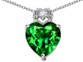 Star K Heart Rope Pendant Necklace with Simulated Emerald