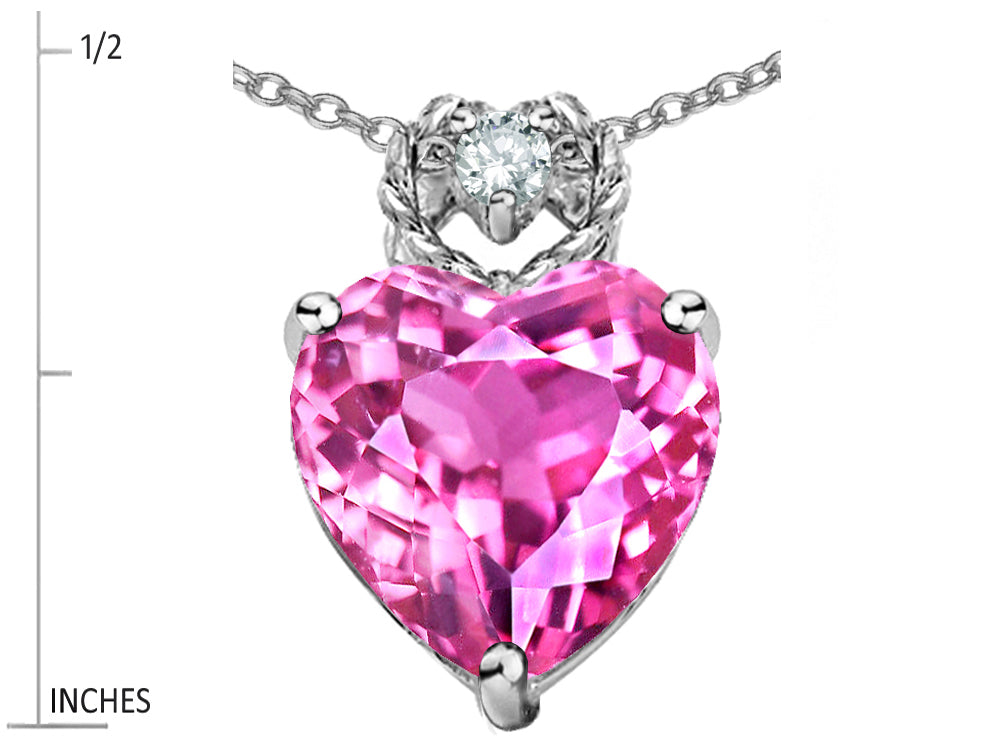 Star K Heart Rope Pendant Necklace with Created Pink Sapphire