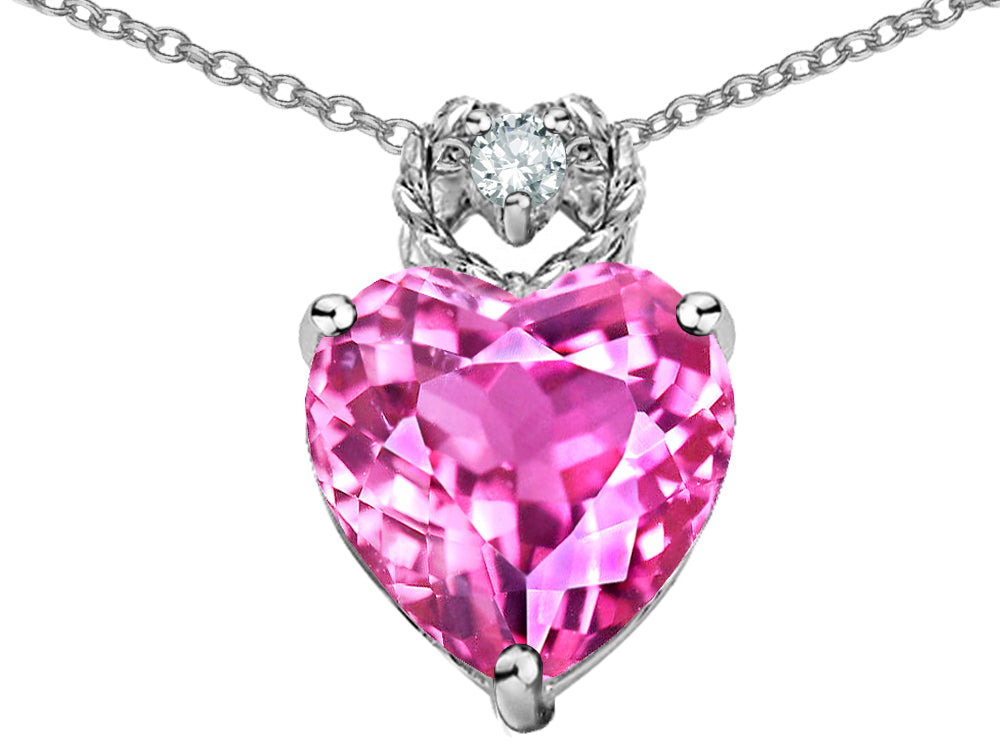 Star K Heart Rope Pendant Necklace with Created Pink Sapphire