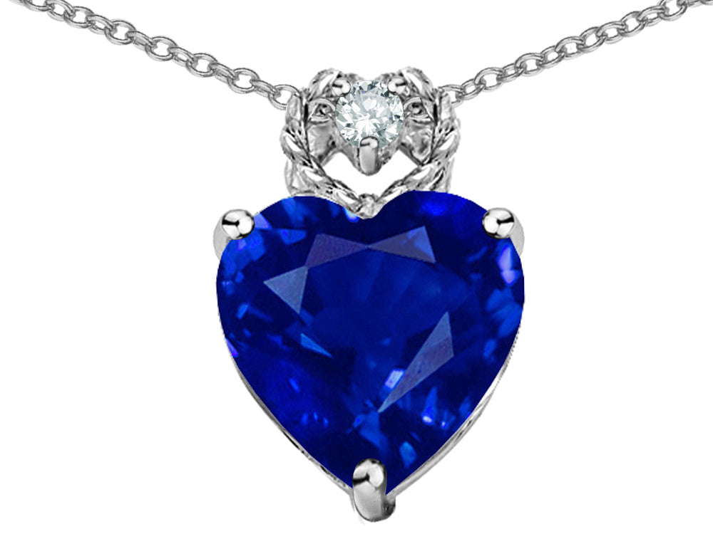Star K Heart Rope Pendant Necklace with Created Sapphire
