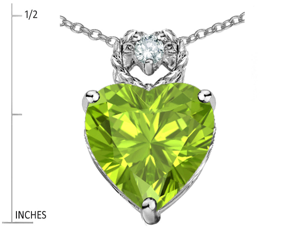Star K Heart Rope Pendant Necklace with Genuine Peridot