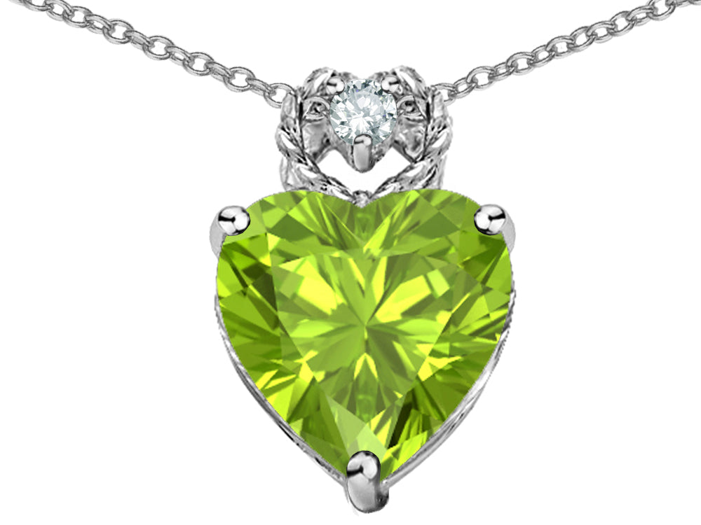 Star K Heart Rope Pendant Necklace with Genuine Peridot