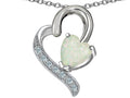 Star K 7mm Heart Shape Created Opal and Cubic Zirconia Heart Pendant Necklace