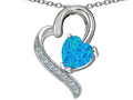 Star K 7mm Heart Shape Blue Created Opal and Cubic Zirconia Heart Pendant Necklace