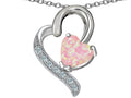 Star K 7mm Heart Shape Pink Created Opal Heart Pendant Necklace