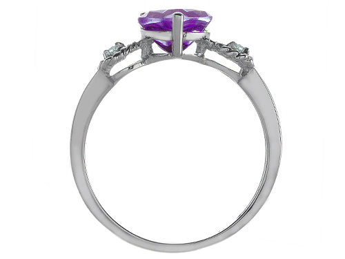 Tommaso Design Genuine Amethyst Heart Shape Engagement Promise Ring