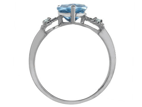 Tommaso Design Genuine Blue Topaz Heart Shape Engagement Promise Ring