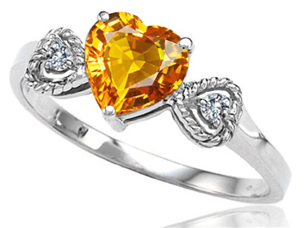 Tommaso Design Genuine Citrine Heart Shape Engagement Promise Ring