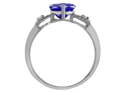 Tommaso Design Created Blue Sapphire Heart Shape Engagement Promise Ring