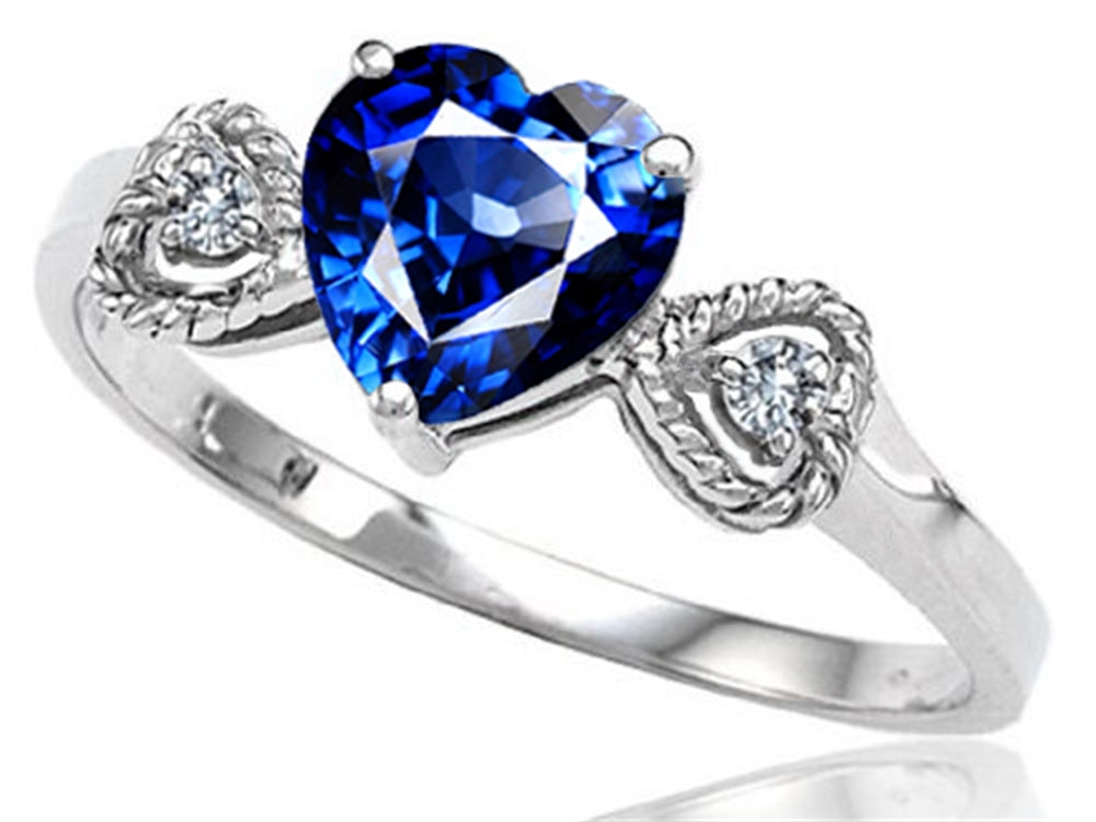 Tommaso Design Created Blue Sapphire Heart Shape Engagement Promise Ring