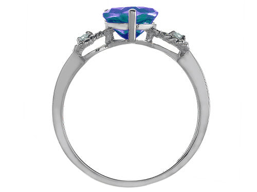 Tommaso Design Genuine Mystic Topaz Heart Shape Engagement Promise Ring