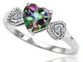 Tommaso Design Genuine Mystic Topaz Heart Shape Engagement Promise Ring