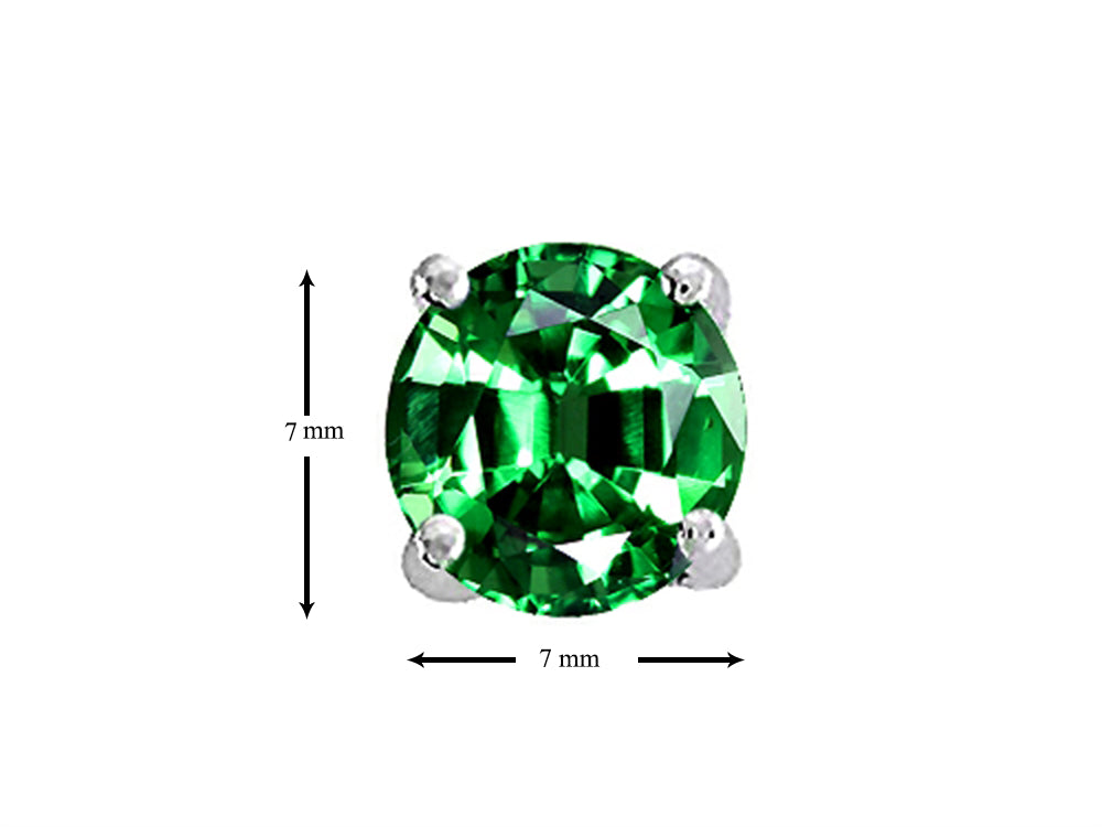 Star K Round 7mm Simulated Emerald Earrings Studs