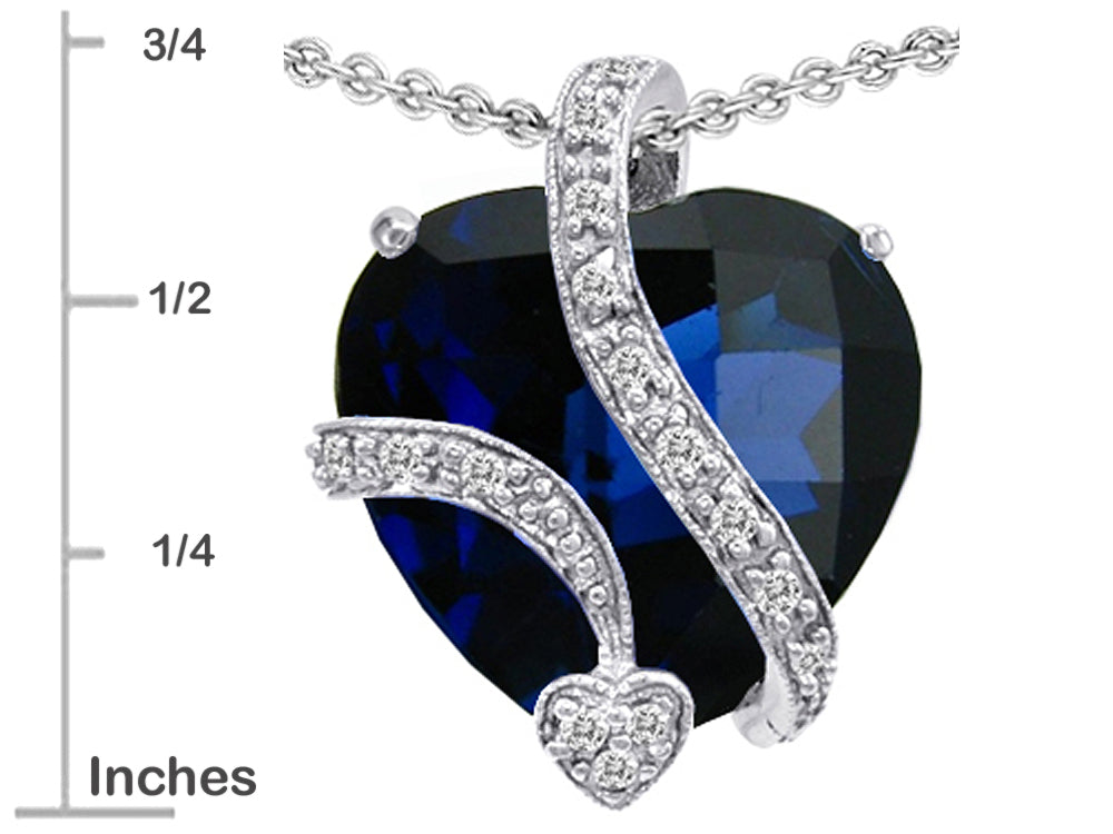 Star K Large 15mm Heart Shape Dark Simulated Sapphire Love Pendant Necklace