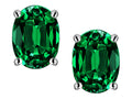 Star K Oval 8x6mm Simulated Emerald Earrings Studs