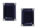 Star K Emerald Cut 8x6mm Genuine Black Sapphire Earrings Studs