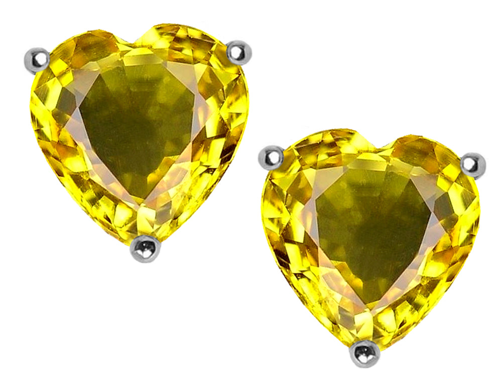 Star K Heart Shape 7mm Simulated Citrine Earrings Studs