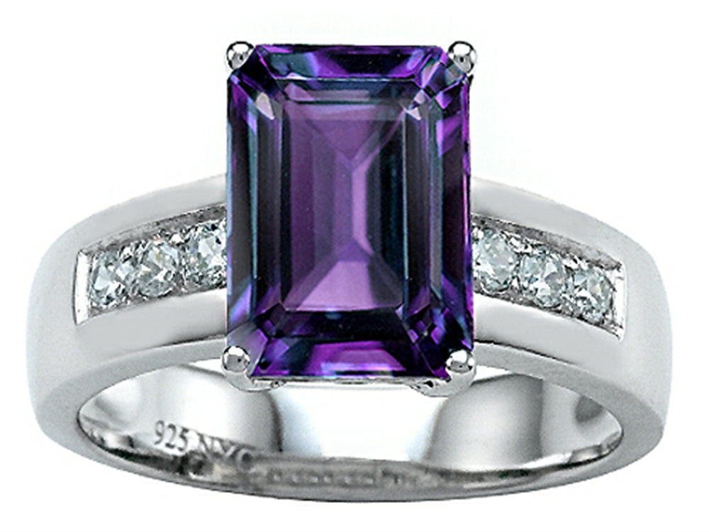 Star K Classic Octagon Emerald Cut 9x7 Ring With Simulated Alexandrite