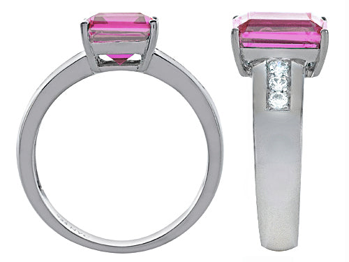 Star K Classic Octagon Emerald Cut 9x7 Ring With Created Pink Sapphire