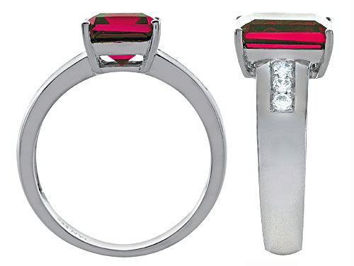 Star K Classic Octagon Emerald Cut 9x7 Ring With Created Ruby