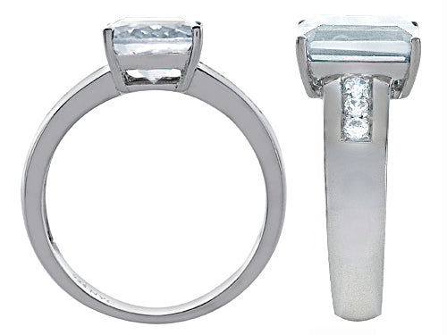 Star K Classic Octagon Emerald Cut 9x7 Ring With Genuine White Topaz