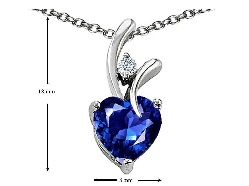 Star K Heart Shape Created Blue Sapphire Pendant Necklace with Chain
