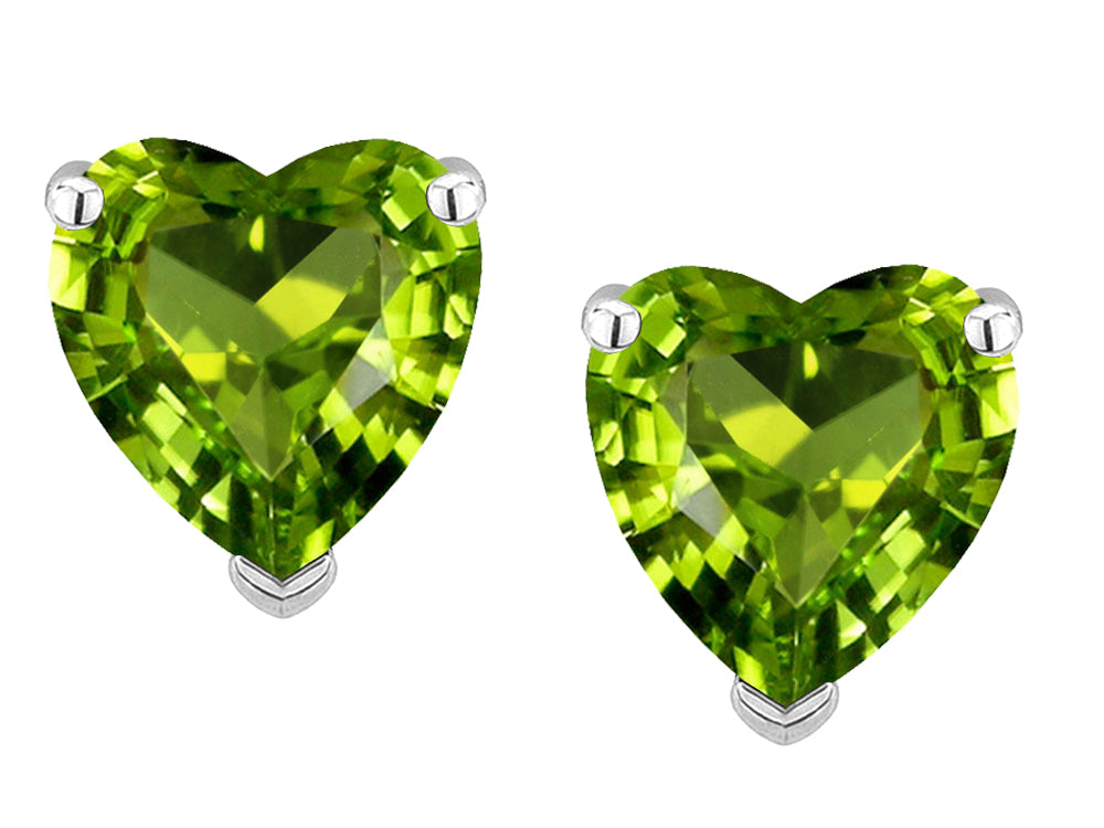 Star K Heart Shape 6mm Genuine Peridot Earrings Studs