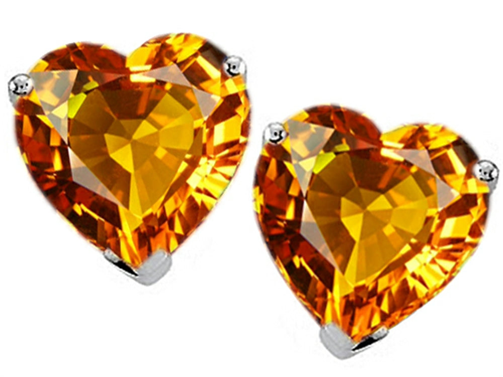 Star K Heart Shape Genuine Citrine Earrings Studs