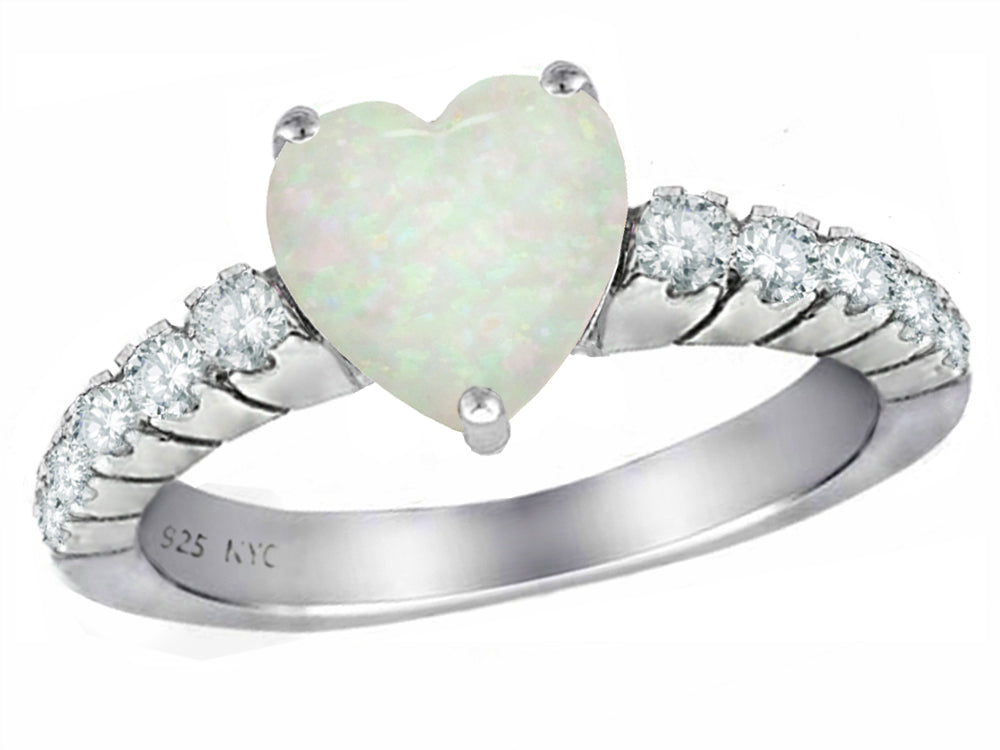 Star K 8mm Heart Shape Simulated Opal Ring