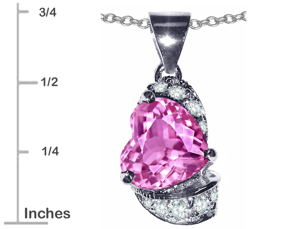 Star K Heart Shape 8mm Created Pink Sapphire Pendant Necklace