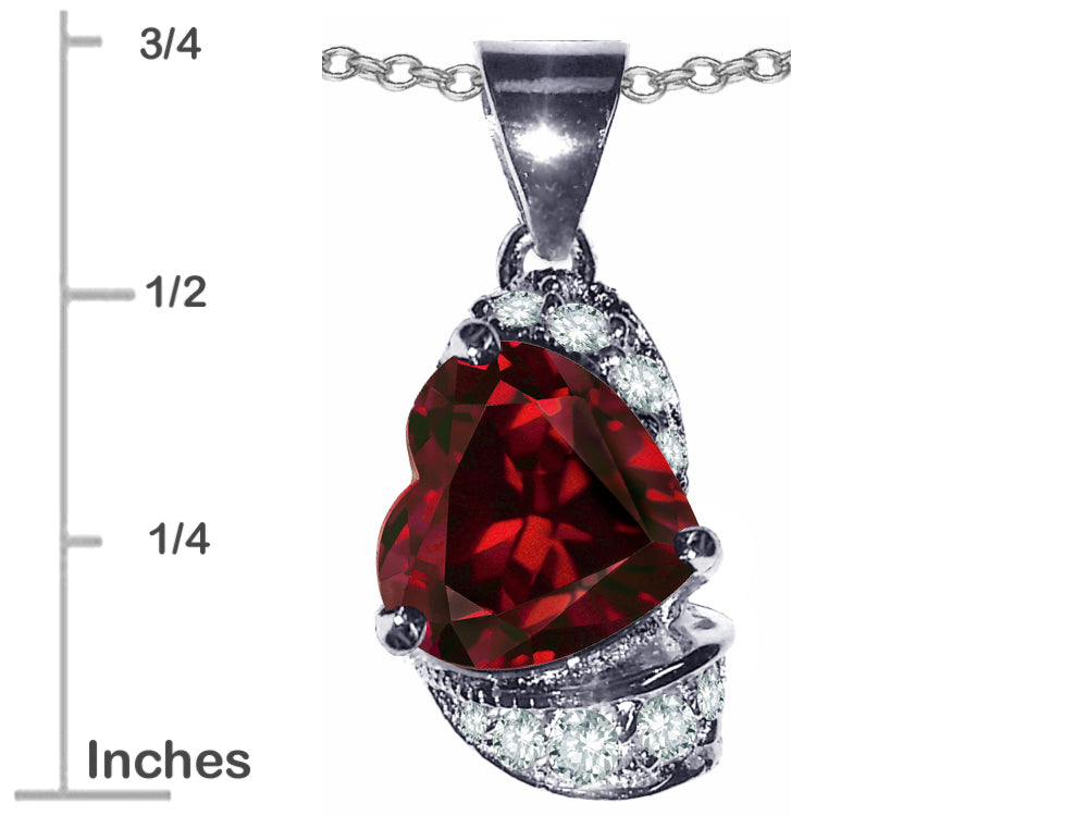 Star K Heart Shape 8mm Simulated Garnet Pendant Necklace