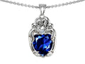 Star K Loving Mother And Twins Family Pendant Necklace With Heart Shape Created Sapphire