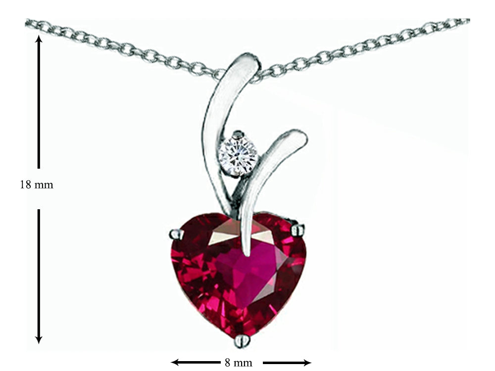 Star K Heart Shape 8mm Created Ruby Pendant Necklace