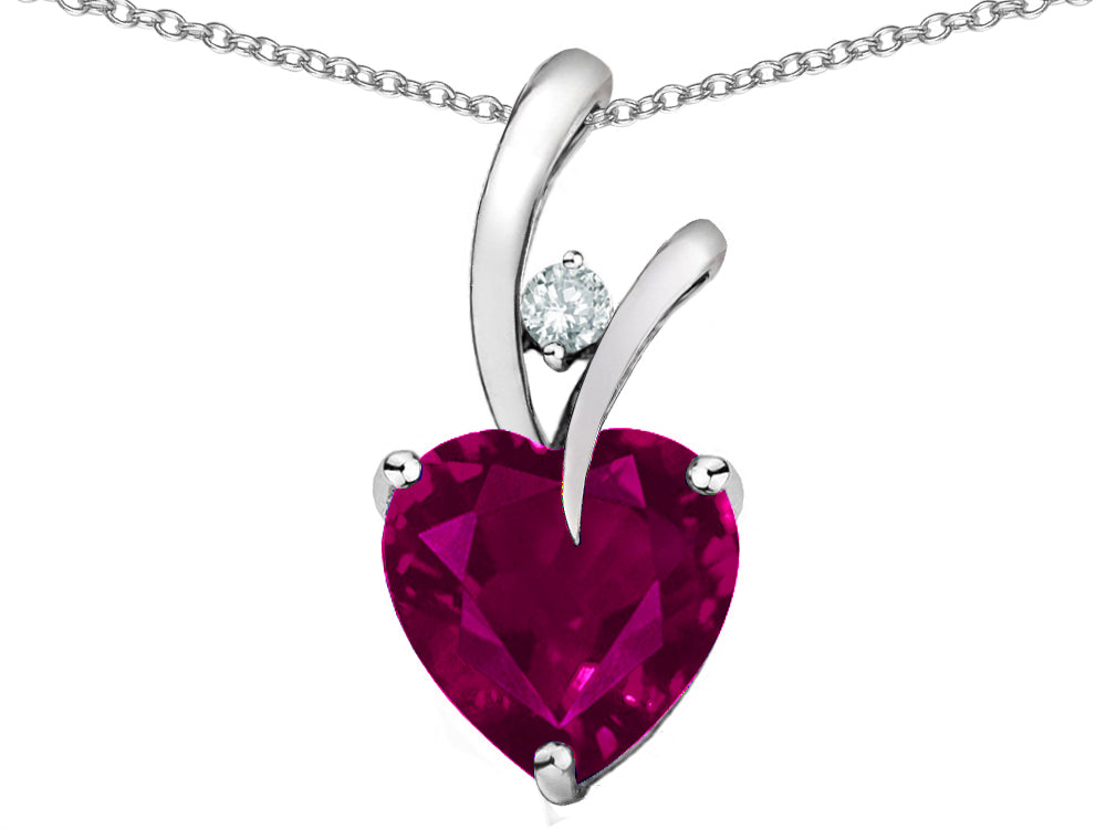 Star K Heart Shape 8mm Created Ruby Pendant Necklace