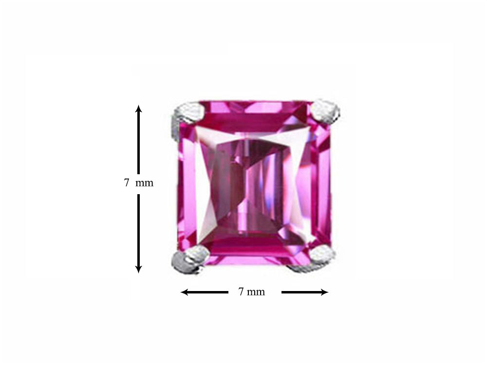 Star K Square 7mm Created Pink Sapphire Earrings