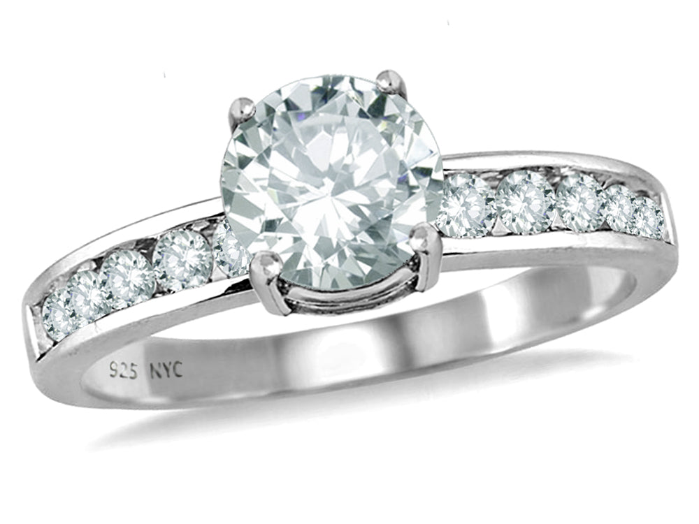 Star K Round 7mm Genuine White Topaz Ring