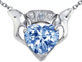 Star K Claddagh Love Pendant Necklace With Simulated Aquamarine