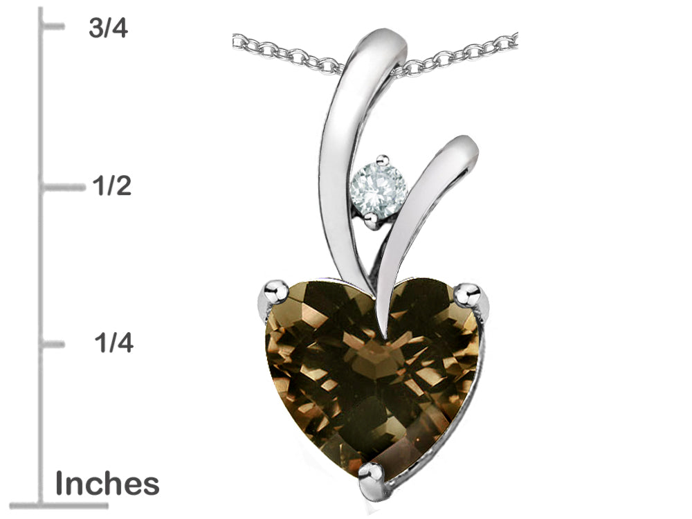 Star K 8mm Heart Shape Genuine Smoky Quartz Endless Love Pendant Necklace