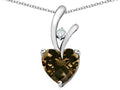 Star K 8mm Heart Shape Genuine Smoky Quartz Endless Love Pendant Necklace