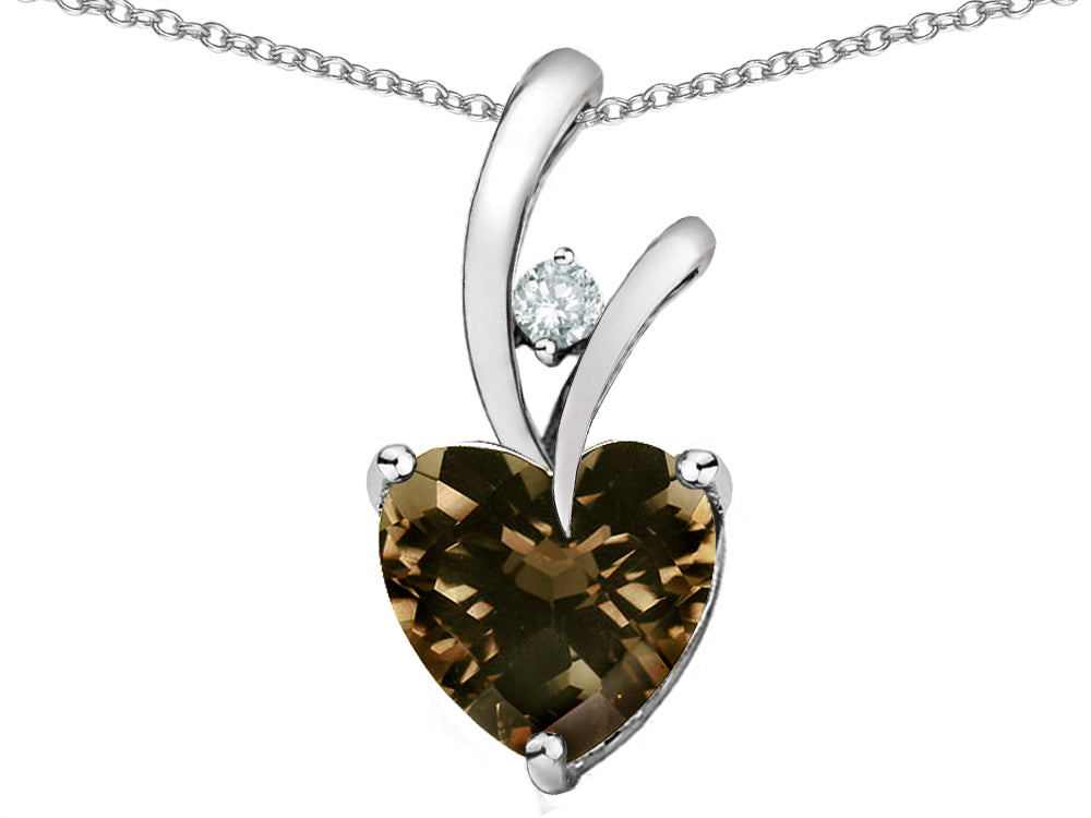 Star K 8mm Heart Shape Genuine Smoky Quartz Endless Love Pendant Necklace