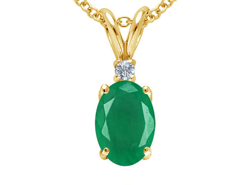 Tommaso Design Genuine Emerald Pendant Necklace