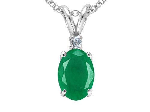 Tommaso Design Genuine Emerald Pendant Necklace