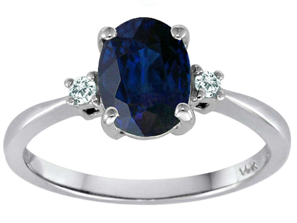Tommaso Design 8x6mm Oval Genuine Sapphire Engagement Ring