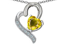 Star K 7mm Heart Shape Simulated Citrine Heart Pendant Necklace