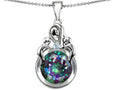 Star K Large Loving Mother With Twins Children Pendant Necklace With 10mm Round Mystic Topaz