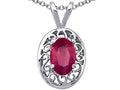 Tommaso Design Oval Genuine Ruby Pendant Necklace