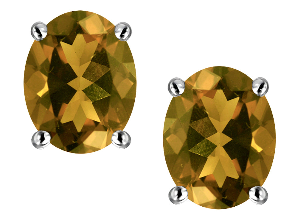 Star K Oval 8x6mm Genuine Smoky Quartz Earrings Studs