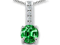 Star K Round 7mm Simulated Emerald Pendant Necklace