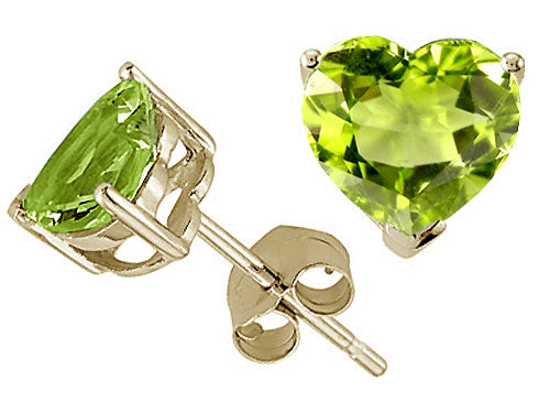 Tommaso Design Heart Shape Genuine Peridot Earrings Studs